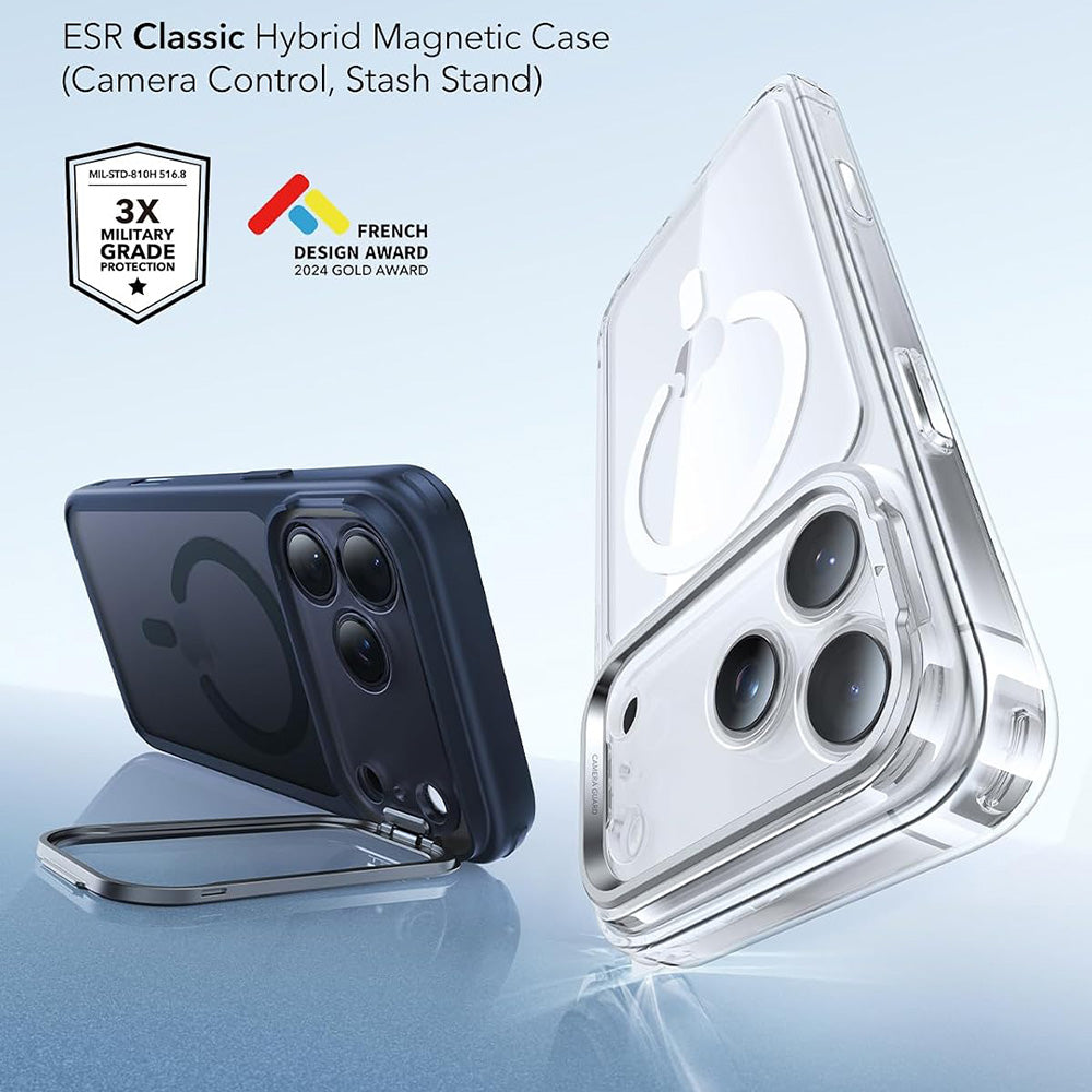 Θήκη MagSafe για Apple iPhone 18 Pro / 17 Pro, ESR, Classic Hybrid Kickstand, Μπλε Σατινέ