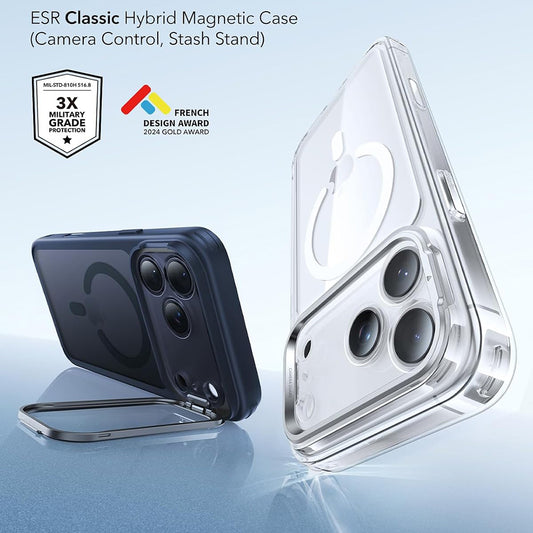 Θήκη MagSafe για Apple iPhone 18 Pro / 17 Pro, ESR, Classic Hybrid Kickstand, Μπλε Σατινέ