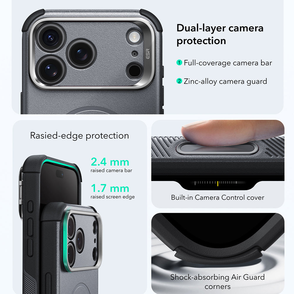 Θήκη MagSafe για Apple iPhone 18 Pro / 17 Pro, ESR, Cyber Armor Kickstand, Γκρι