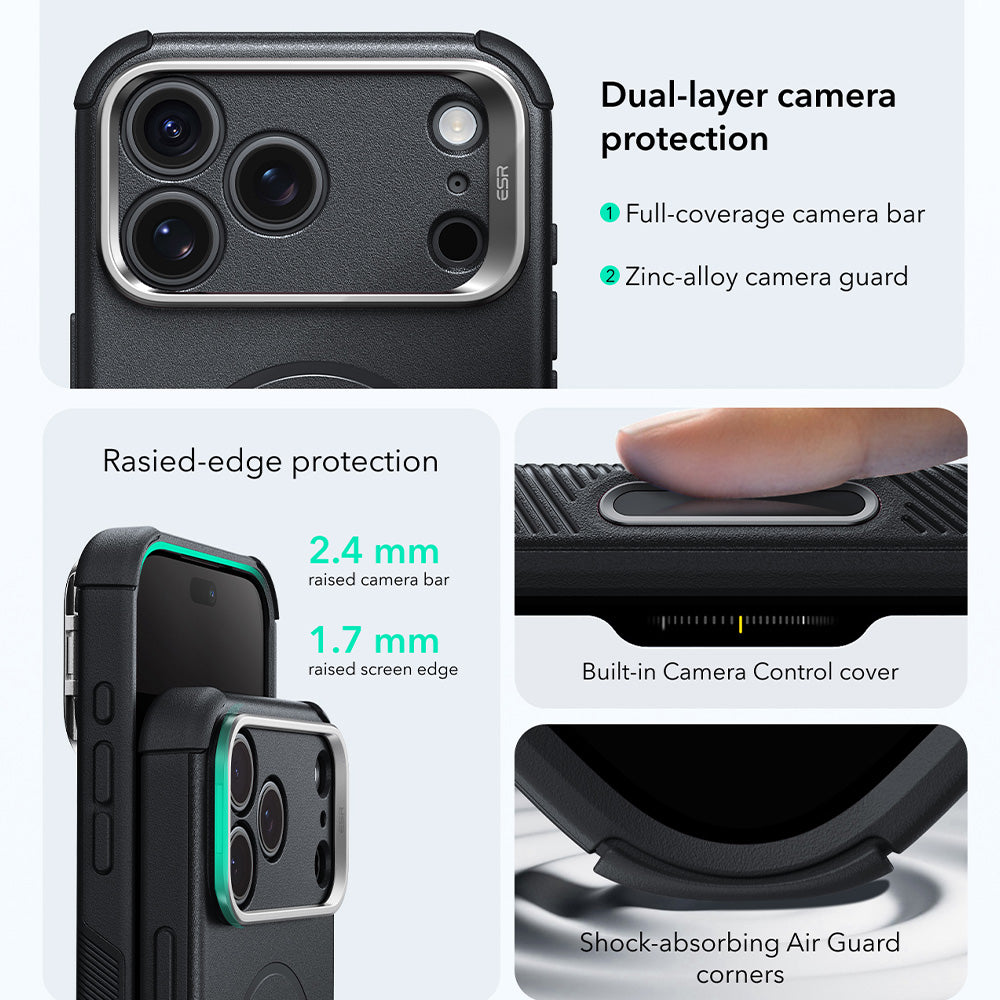 Θήκη MagSafe για Apple iPhone 18 Pro / 17 Pro, ESR, Cyber Armor Kickstand, Μαύρο