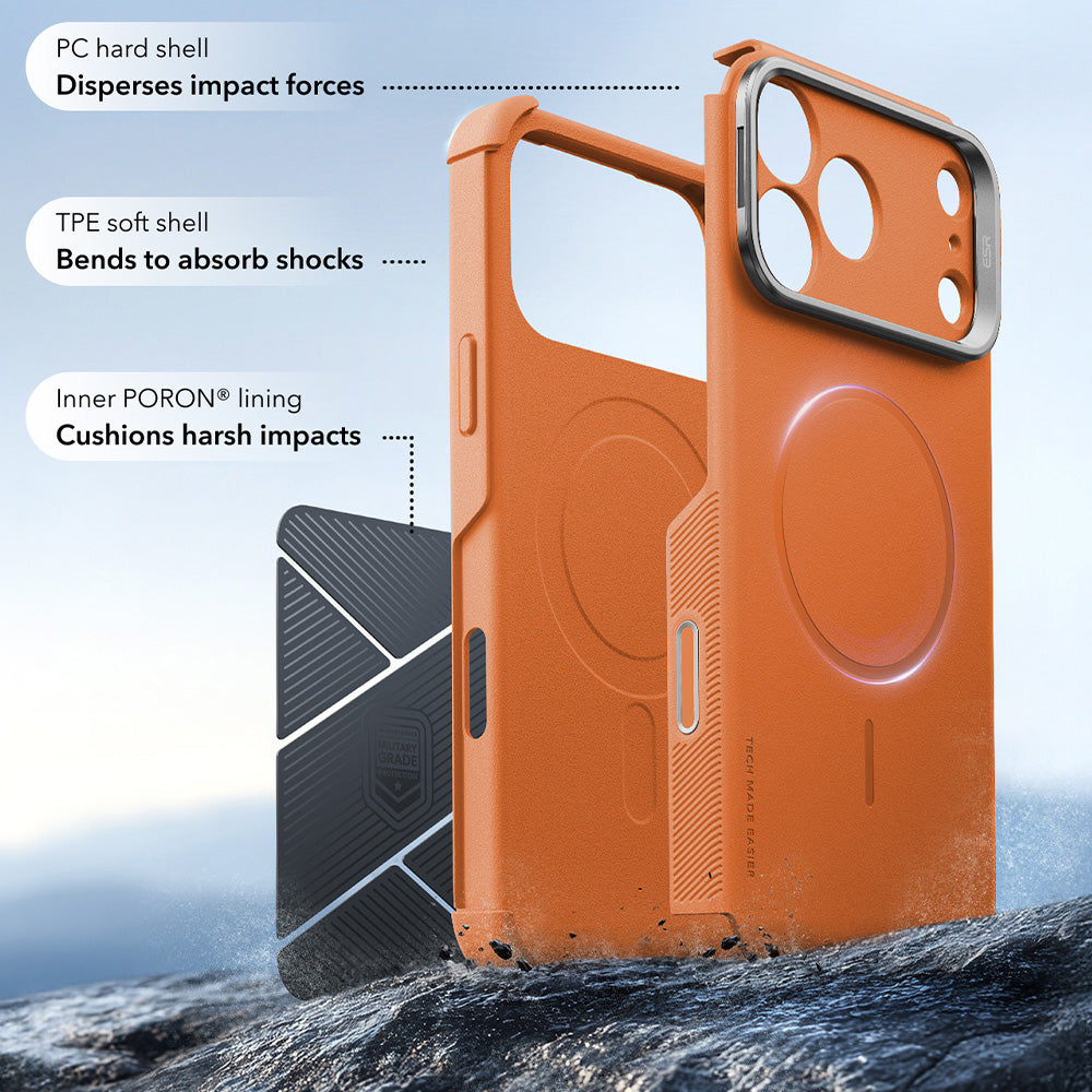 Θήκη MagSafe για Apple iPhone 18 Pro / 17 Pro, ESR, Cyber Armor Kickstand, Πορτοκαλί