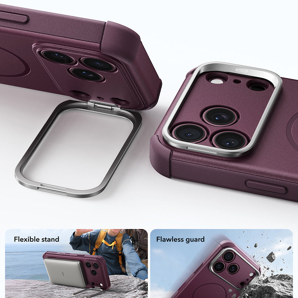 Θήκη MagSafe για Apple iPhone 18 Pro / 17 Pro, ESR, Cyber Armor Kickstand, Σατινέ Σκούρο Βυσσινί