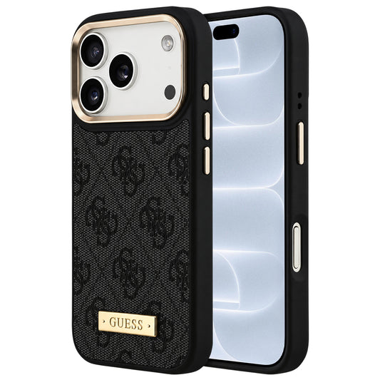 Θήκη MagSafe για Apple iPhone 18 Pro / 17 Pro, Guess, 4G Logo Plate, Μαύρη