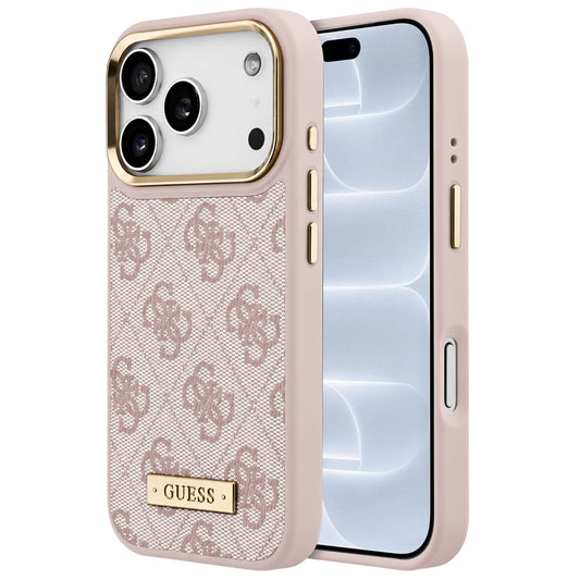 Θήκη MagSafe για Apple iPhone 18 Pro / 17 Pro, Guess, 4G Logo Plate, Ροζ