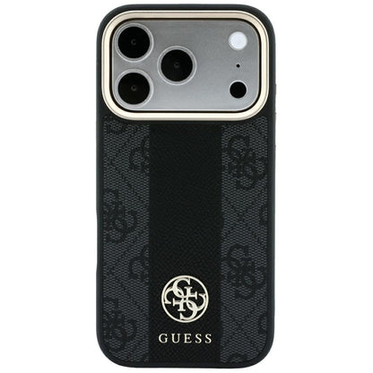 MagSafe Case for Apple iPhone 18 Pro / 17 Pro, Guess, 4G Stripe Round Classic Logo, Black