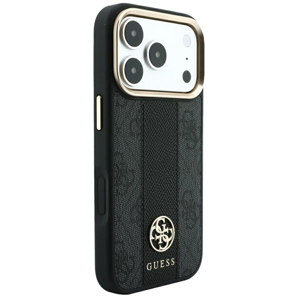 MagSafe Case for Apple iPhone 18 Pro / 17 Pro, Guess, 4G Stripe Round Classic Logo, Black