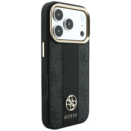 MagSafe Case for Apple iPhone 18 Pro / 17 Pro, Guess, 4G Stripe Round Classic Logo, Black