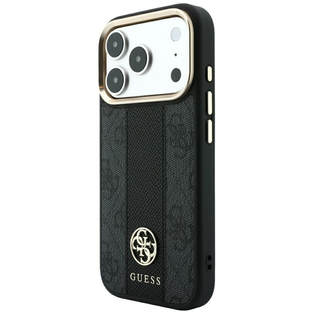 MagSafe Case for Apple iPhone 18 Pro / 17 Pro, Guess, 4G Stripe Round Classic Logo, Black