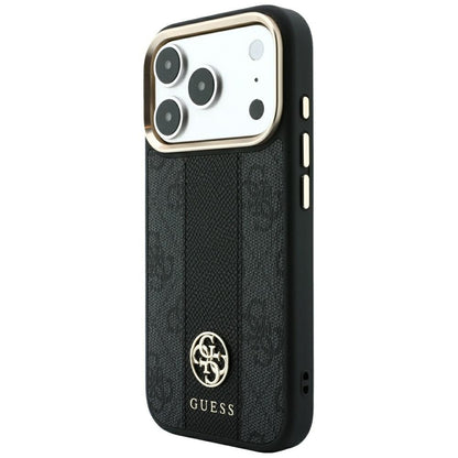 MagSafe Case for Apple iPhone 18 Pro / 17 Pro, Guess, 4G Stripe Round Classic Logo, Black