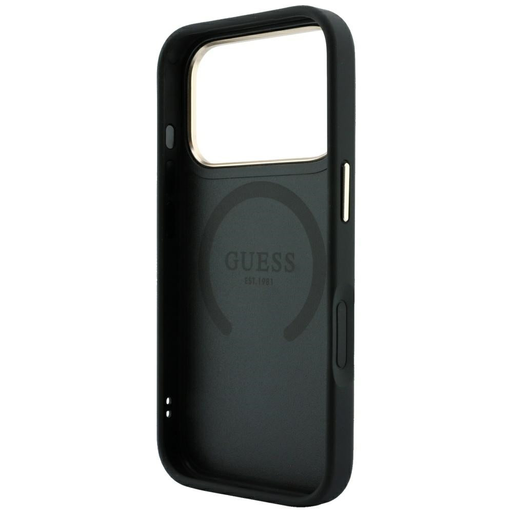 MagSafe Case for Apple iPhone 18 Pro / 17 Pro, Guess, 4G Stripe Round Classic Logo, Black