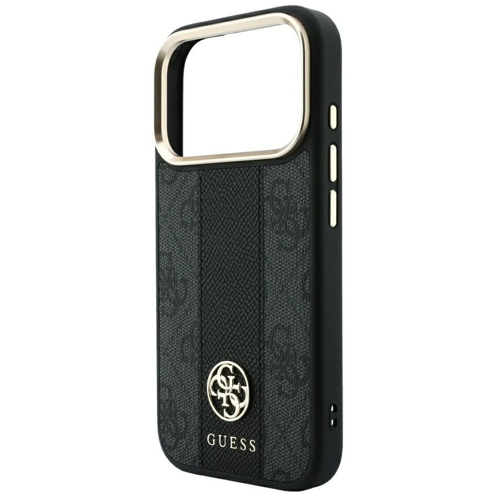 MagSafe Case for Apple iPhone 18 Pro / 17 Pro, Guess, 4G Stripe Round Classic Logo, Black