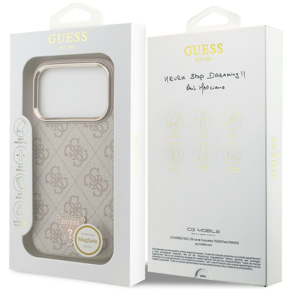 Θήκη MagSafe για Apple iPhone 18 Pro / 17 Pro, Guess, 4G Triangle Logo, Ροζ Χρυσό