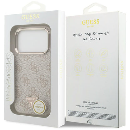 Θήκη MagSafe για Apple iPhone 18 Pro / 17 Pro, Guess, 4G Triangle Logo, Ροζ Χρυσό
