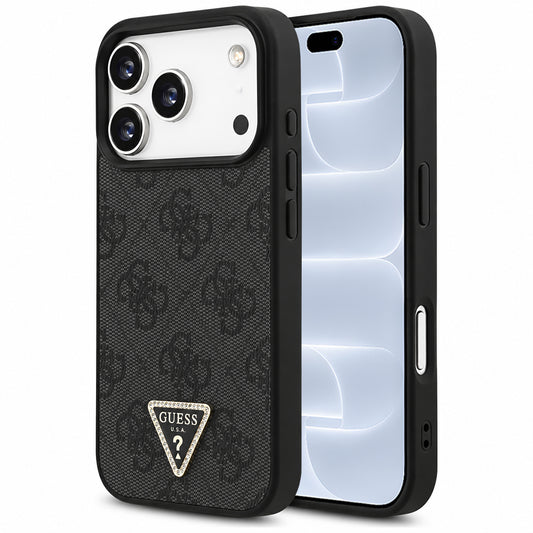 Θήκη MagSafe για Apple iPhone 18 Pro / 17 Pro, Guess, 4G Triangle Strass, Μαύρο