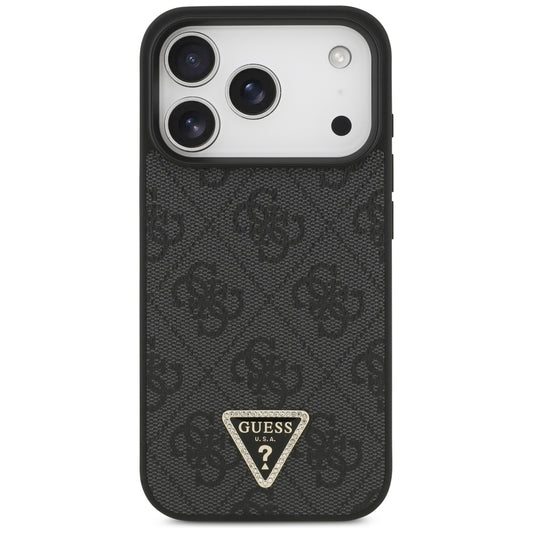 Θήκη MagSafe για Apple iPhone 18 Pro / 17 Pro, Guess, 4G Triangle Strass, Μαύρο