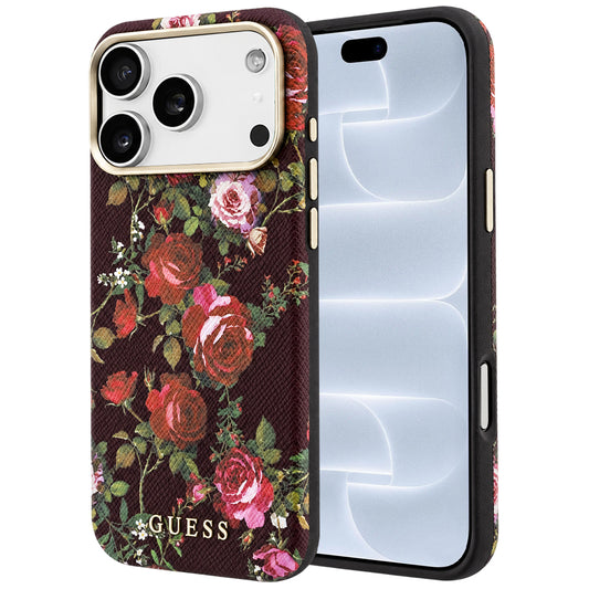 Θήκη MagSafe για Apple iPhone 18 Pro / 17 Pro, Guess, Blossom Roses Print, Μπορντό