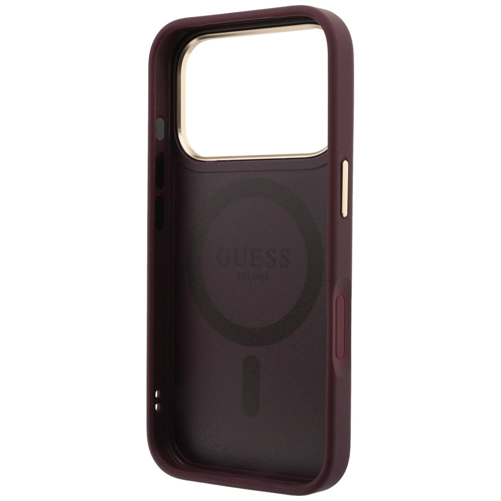 Θήκη MagSafe για Apple iPhone 18 Pro / 17 Pro, Guess, Grained Ring Stand 360 Classic, Μπορντό