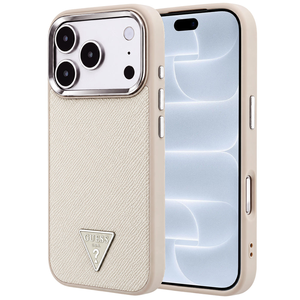 Θήκη MagSafe για Apple iPhone 18 Pro / 17 Pro, Guess, Λογότυπο Τριγώνου με Υφή, Μπεζ