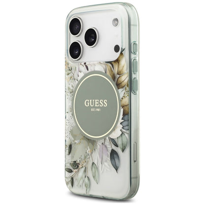Θήκη MagSafe για Apple iPhone 18 Pro / 17 Pro, Guess, IML Flower & Tonal Circle, Πράσινη