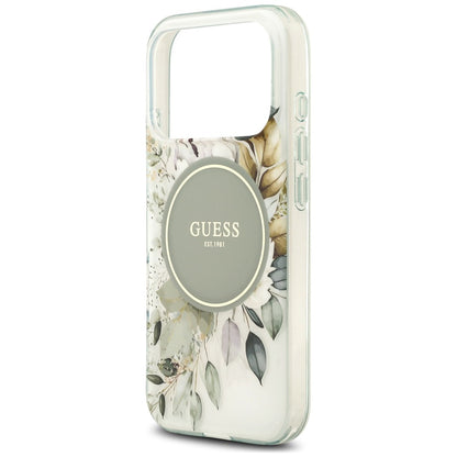 Θήκη MagSafe για Apple iPhone 18 Pro / 17 Pro, Guess, IML Flower & Tonal Circle, Πράσινη