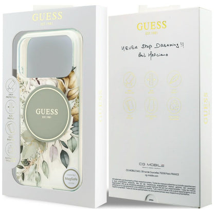Θήκη MagSafe για Apple iPhone 18 Pro / 17 Pro, Guess, IML Flower & Tonal Circle, Πράσινη