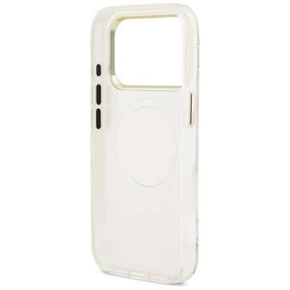 Θήκη MagSafe για Apple iPhone 18 Pro / 17 Pro, Guess, IML Metal Glitter Flowers Triangle, Λευκό