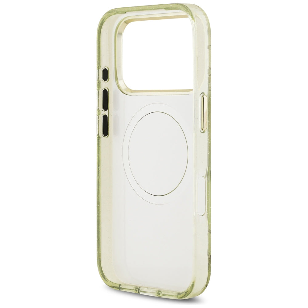 Θήκη MagSafe για Apple iPhone 18 Pro / 17 Pro, Guess, IML Metal Glitter Flowers Triangle, Πράσινο