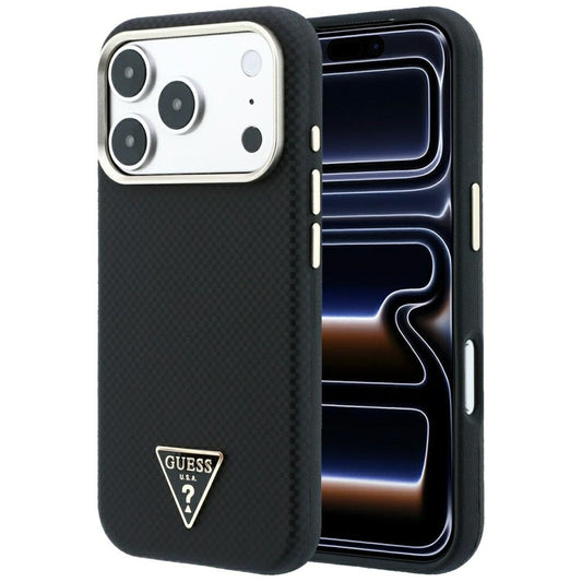 Θήκη MagSafe για Apple iPhone 18 Pro / 17 Pro, Guess, Λογότυπο Τριγώνου Kevlar, Μαύρη