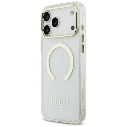 Θήκη MagSafe για Apple iPhone 18 Pro / 17 Pro, Guess, Μεταλλικό Περίγραμμα, Χρυσή
