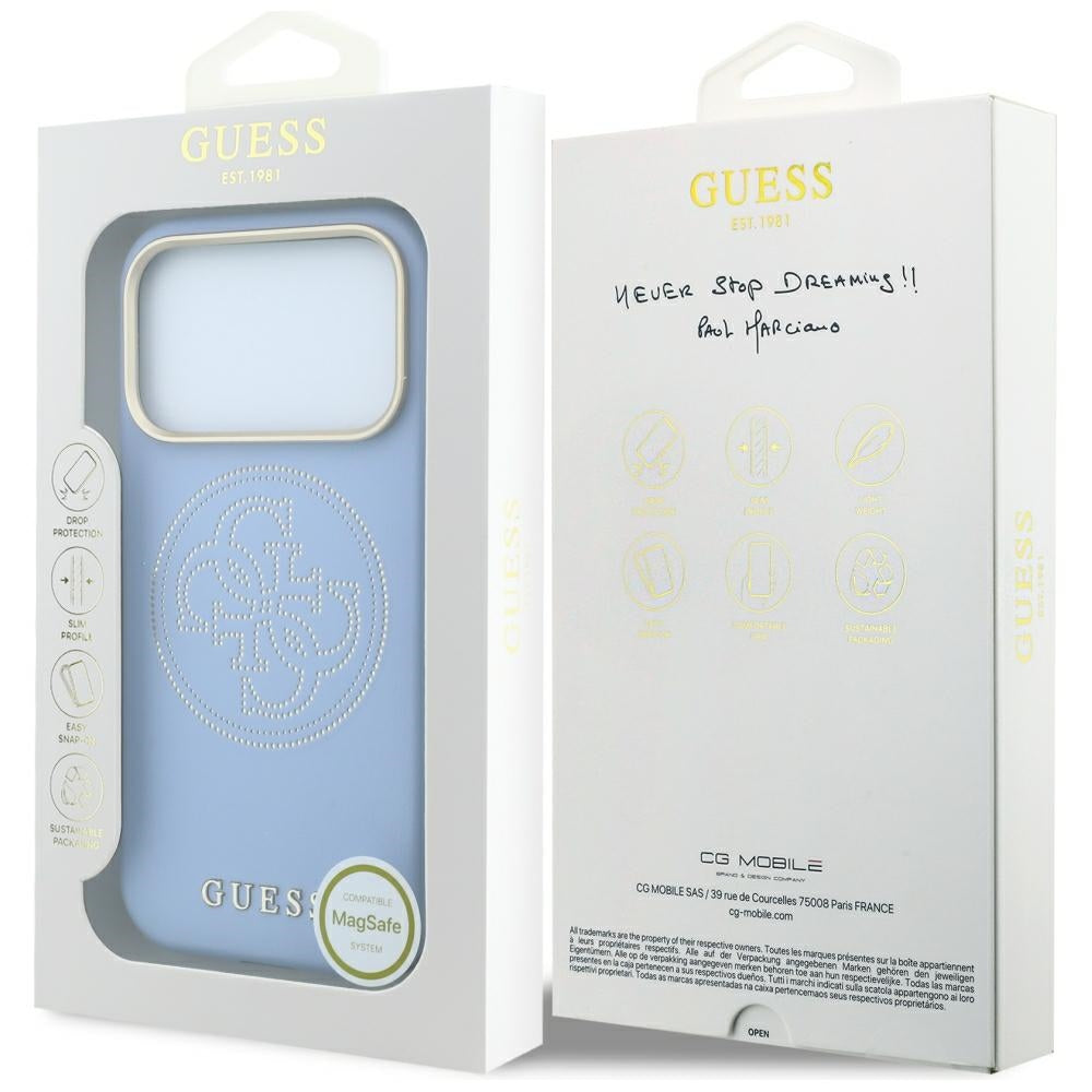 Θήκη MagSafe για Apple iPhone 18 Pro / 17 Pro, Guess, Perforated 4G, Μπλε