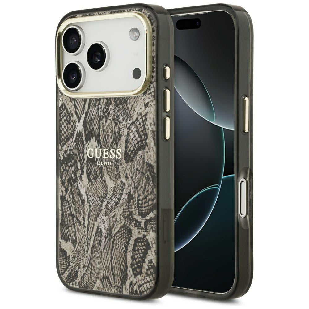 Θήκη MagSafe για Apple iPhone 18 Pro / 17 Pro, Guess, Σχέδιο Πύθωνα, Καφέ