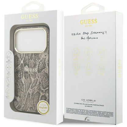 Θήκη MagSafe για Apple iPhone 18 Pro / 17 Pro, Guess, Σχέδιο Πύθωνα, Καφέ