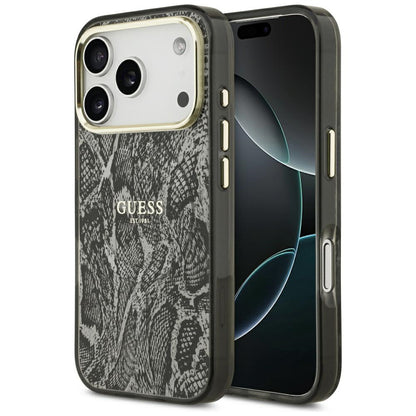 Θήκη MagSafe για Apple iPhone 18 Pro / 17 Pro, Guess, Σχέδιο Πύθωνα, Μαύρη