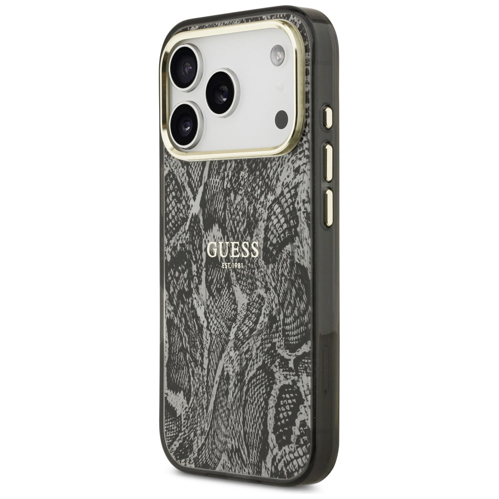 Θήκη MagSafe για Apple iPhone 18 Pro / 17 Pro, Guess, Σχέδιο Πύθωνα, Μαύρη