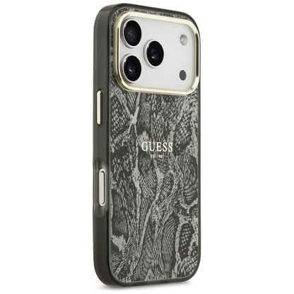 Θήκη MagSafe για Apple iPhone 18 Pro / 17 Pro, Guess, Σχέδιο Πύθωνα, Μαύρη