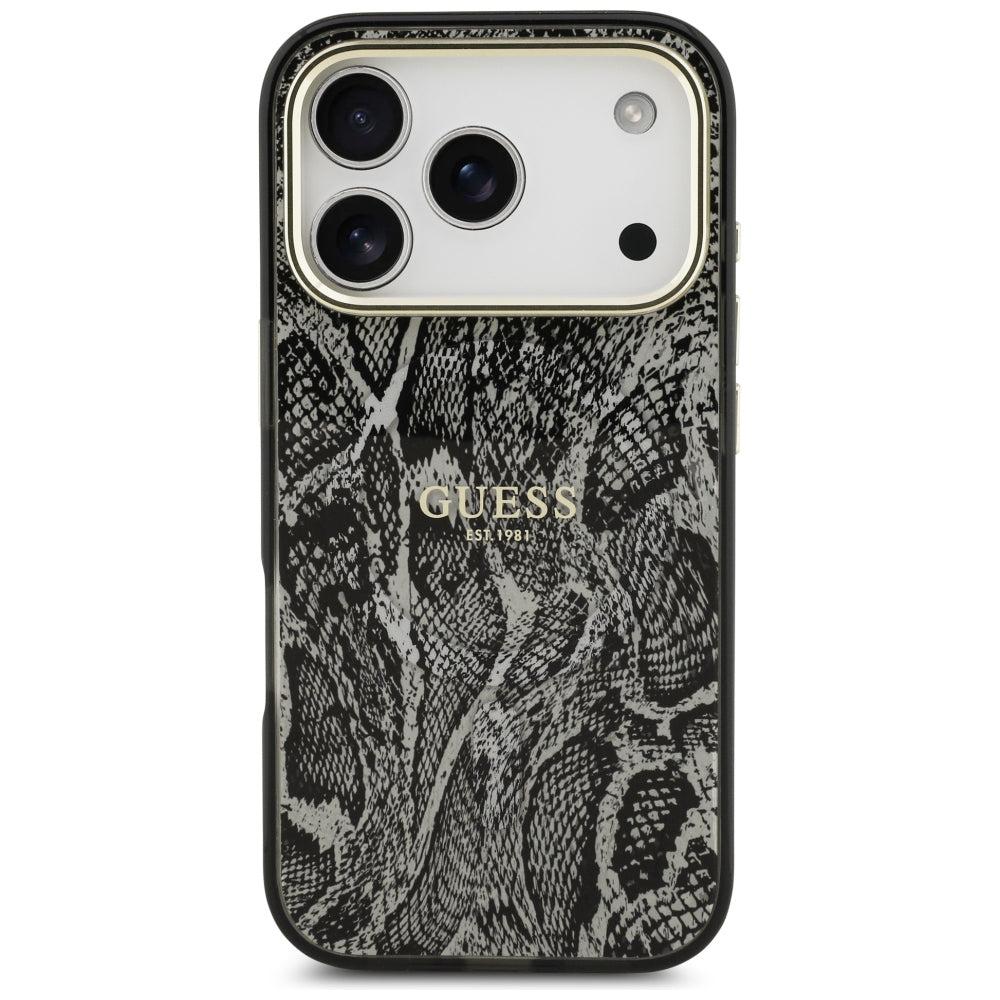Θήκη MagSafe για Apple iPhone 18 Pro / 17 Pro, Guess, Σχέδιο Πύθωνα, Μαύρη