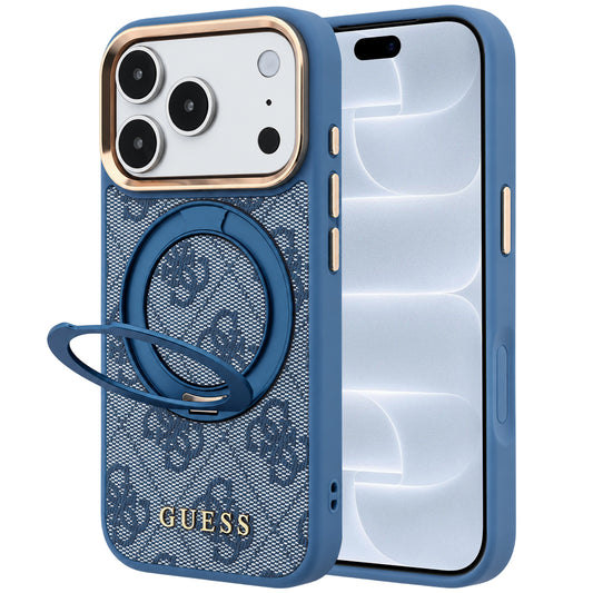 Θήκη MagSafe για Apple iPhone 18 Pro / 17 Pro, Guess, Ring Stand 360 4G Classic Logo, Μπλε