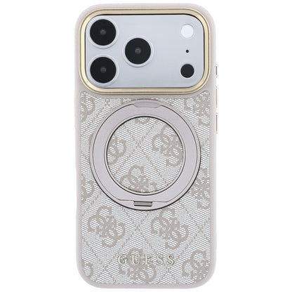 Θήκη MagSafe για Apple iPhone 18 Pro / 17 Pro, Guess, Ring Stand 360 4G Classic Logo, Ροζ