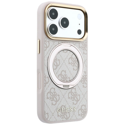 Θήκη MagSafe για Apple iPhone 18 Pro / 17 Pro, Guess, Ring Stand 360 4G Classic Logo, Ροζ