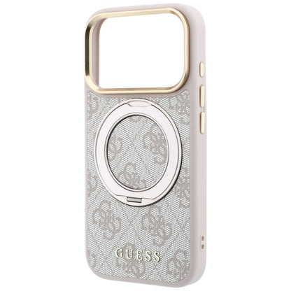 Θήκη MagSafe για Apple iPhone 18 Pro / 17 Pro, Guess, Ring Stand 360 4G Classic Logo, Ροζ