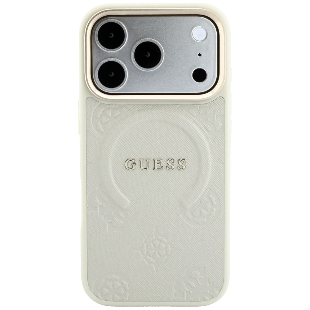 MagSafe Case for Apple iPhone 18 Pro / 17 Pro, Guess, Saffiano Peony Ring, Beige