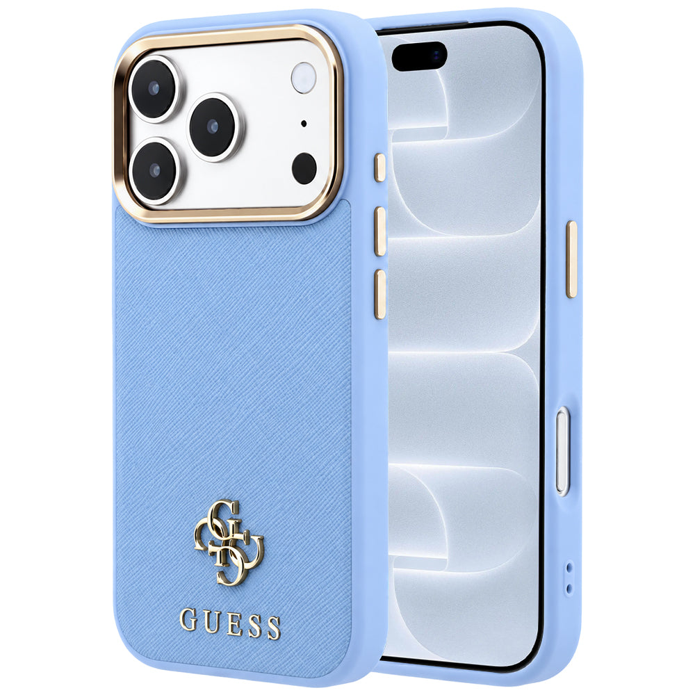 Θήκη MagSafe για Apple iPhone 18 Pro / 17 Pro, Guess, Saffiano Small 4G Classic, Bleu