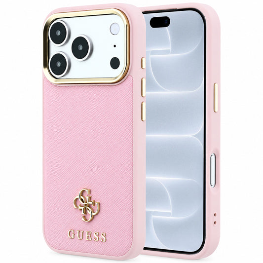 Θήκη MagSafe για Apple iPhone 18 Pro / 17 Pro, Guess, Saffiano Small 4G Classic, Ροζ