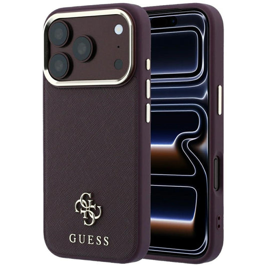 Θήκη MagSafe για Apple iPhone 18 Pro / 17 Pro, Guess, Saffiano Small 4G Classic, Βυσσινί