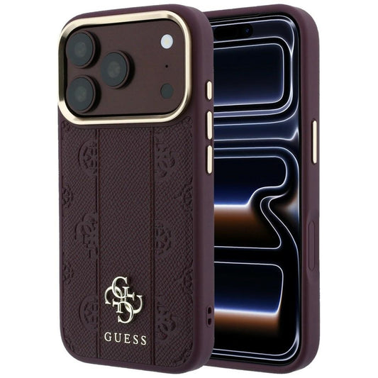 Θήκη MagSafe για Apple iPhone 18 Pro / 17 Pro, Guess, Stripe Peony 4G, Βυσσινί