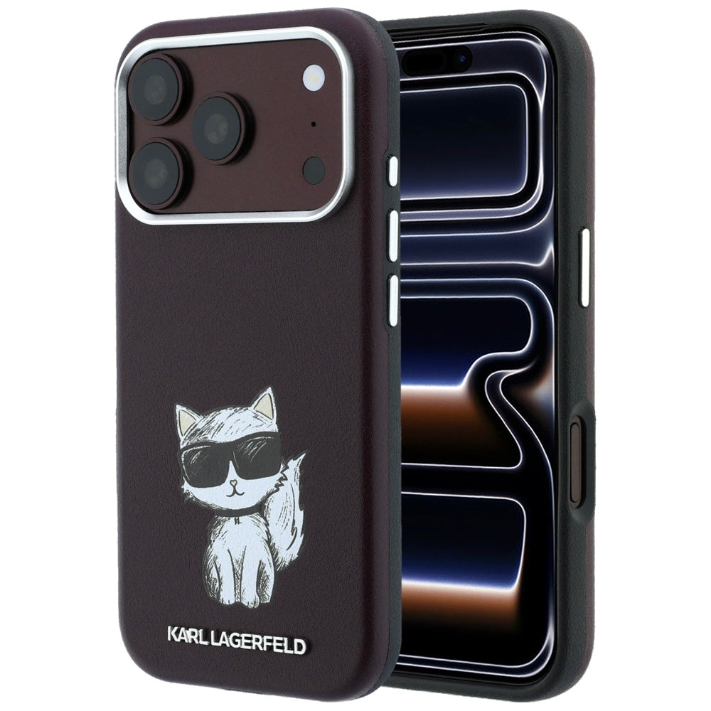 Θήκη MagSafe για Apple iPhone 18 Pro / 17 Pro, Karl Lagerfeld, Choupette Sketch, Βυσσινί