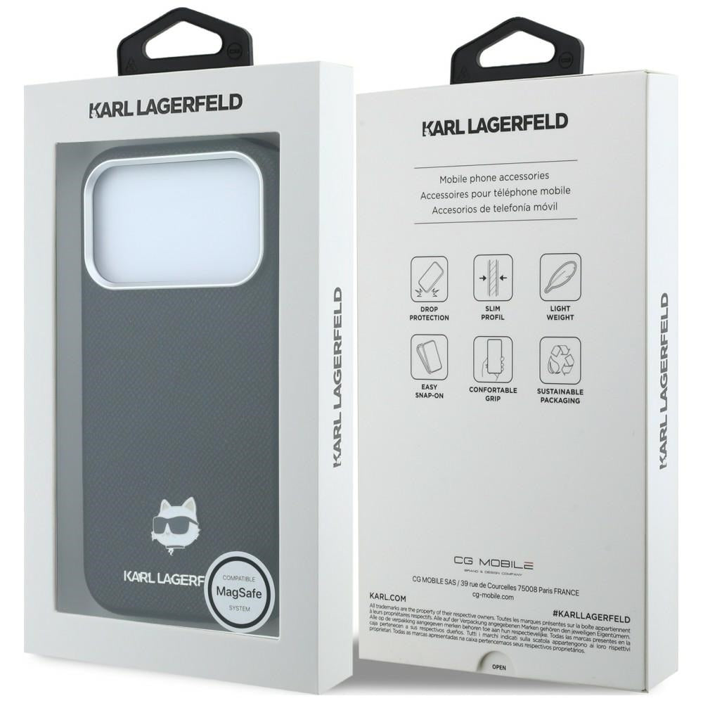 Θήκη MagSafe για Apple iPhone 18 Pro / 17 Pro, Karl Lagerfeld, Grained Choupette Head, Μαύρο