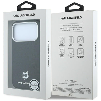 Θήκη MagSafe για Apple iPhone 18 Pro / 17 Pro, Karl Lagerfeld, Grained Choupette Head, Μαύρο