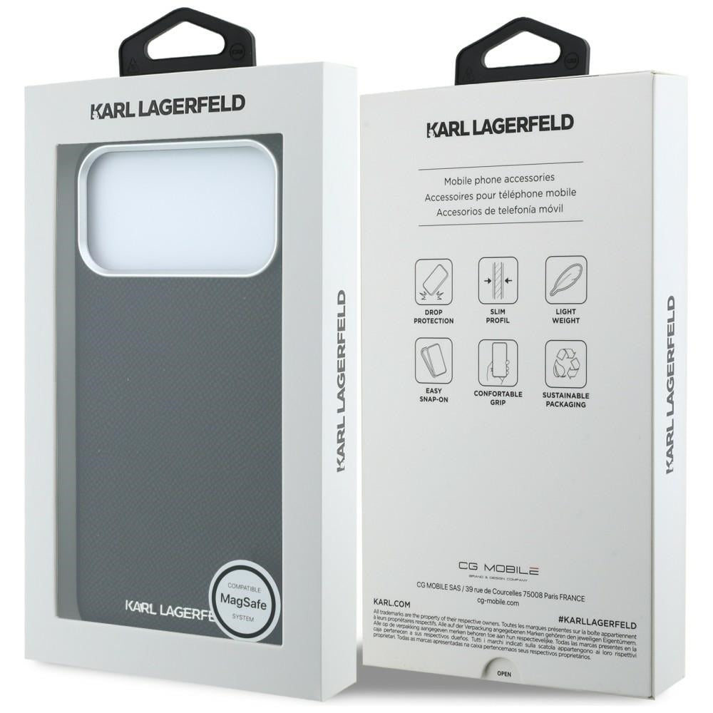 Θήκη MagSafe για Apple iPhone 18 Pro / 17 Pro, Karl Lagerfeld, Grained Elongated Logo, Μαύρο