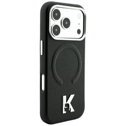 MagSafe Case for Apple iPhone 18 Pro / 17 Pro, Karl Lagerfeld, Grained Embossed Ring, Black